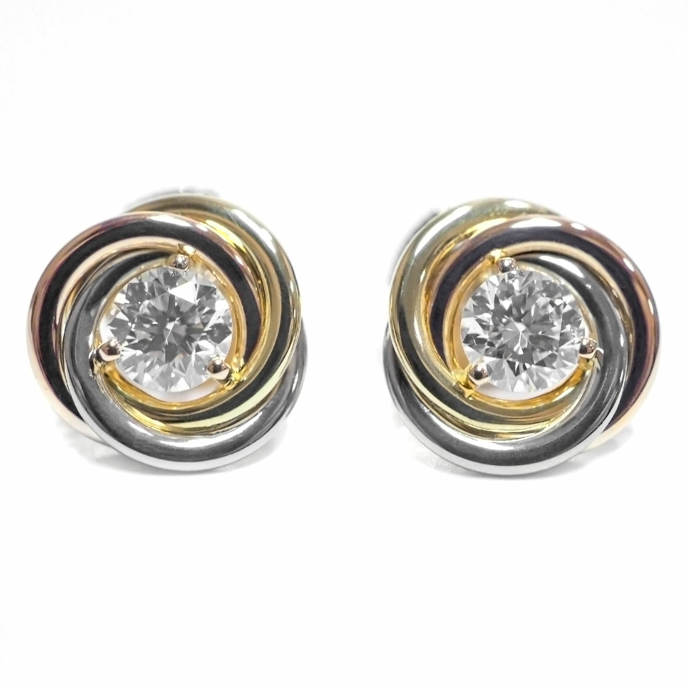 Cartier カルティエ トリニティ K18YG K18WG K18PG ダイヤモンド ピアス 約2.2g位 [ B8301459 イエロー ホワイト ピンク ゴールド 18金 ジュエリー アクセサリー ブランド レディース ]【中古】