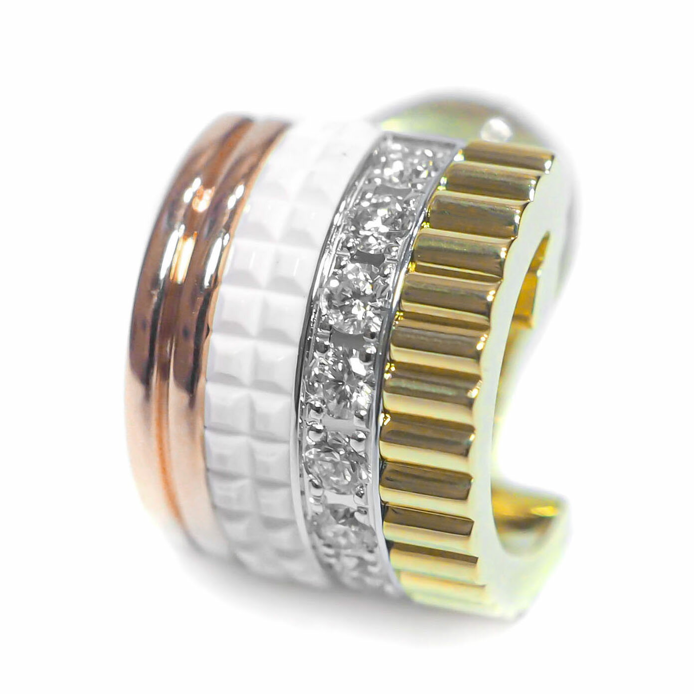 Rakuten - BOUCHERON ブシュロン キャトル ホワイト スモール K18YG K18WG K18PG セラミック ダイヤモンド シングル クリップ イヤリング 約3.2g位 [ JCO01477 イエロー ホワイト ピンク ゴールド 18金 ジュエリー アクセサリー ブランド レディース ]【中古】