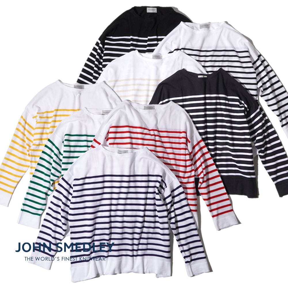 【P10倍】【別注】【正規品】ジョンスメドレー レディース JOHN SMEDLEY 30G 長袖 ニット バスクボーダーシャツ バスクシャツ 30ゲージ ニット S4586 シーアイランドコットン ナヴァル ナバル イギリス製