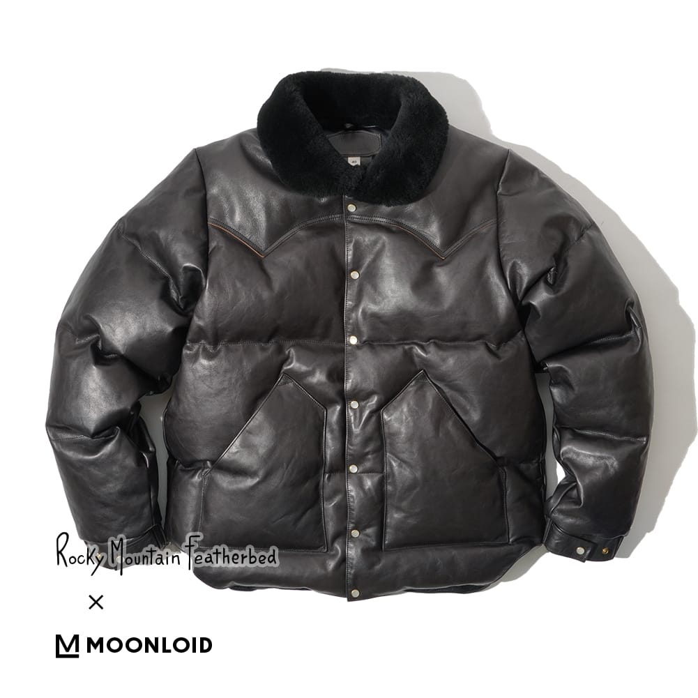 ロッキーマウンテン フェザーベッド 別注 クリスティジャケット Rocky Mountain Featherbed ChristyJacket ホースハイド 馬革 オールレザー ダウンジャケット MOONLOID ムーンロイド