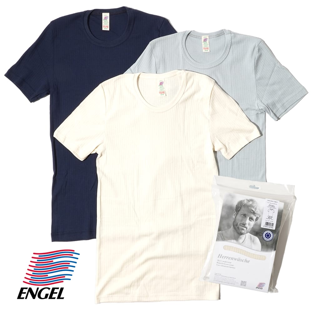 【P10倍】ENGEL エンゲル オーガニックコットン Tシャツ TEEシャツ ENGEL DROP STITCH SHIRTS SHORT SLEEVED ドロップ ステッチ S/S TEE メンズ インナー 肌着 カットソー ドイツ製