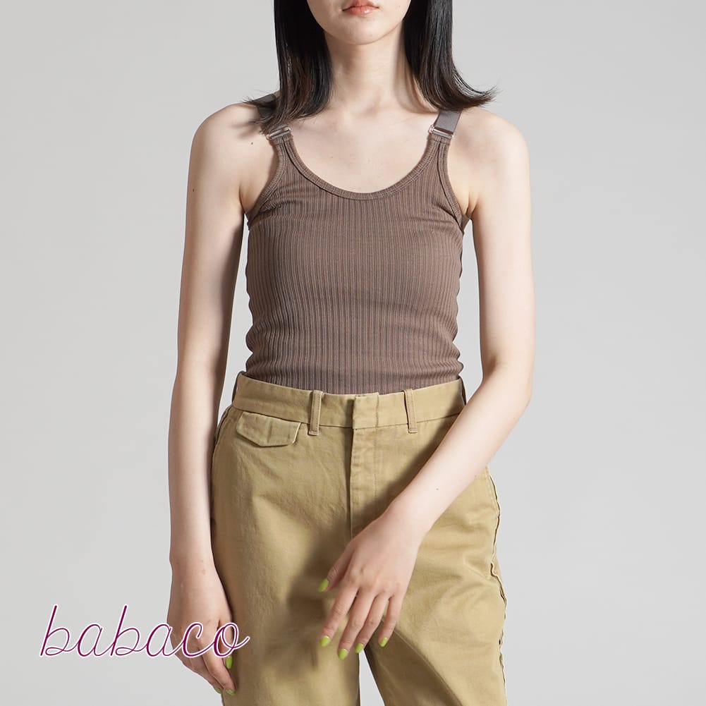 P20ܡbabaco ХХ Fine Ribbed Cotton Camisole ե  åȥ ߥ ǥ ʡ ȥåץ BA01-CR6