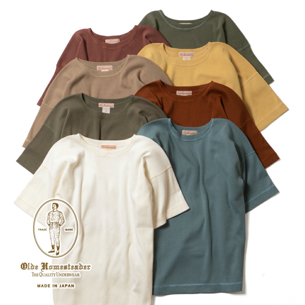 【P10倍】オールドホームステッダー ヘビーウエイト リブ クルーネック ショートスリーブ 半袖 Tシャツ Olde Homesteader HEAVY WEIGHT CREW NECK SHORT SLEEVE SWEAT US008 カットソー ニット ギフト プレゼント 日本製