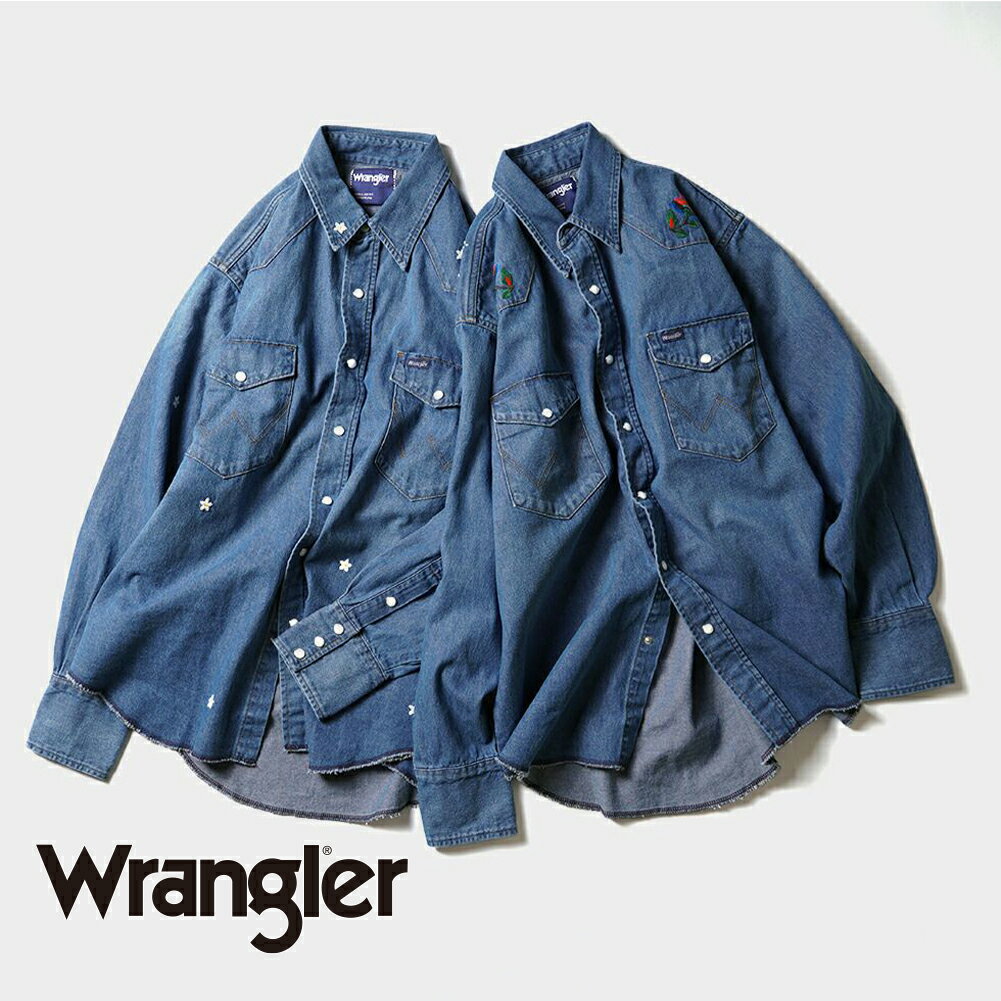 【P20倍】Wrangler ラングラー US ORIGINALS/127MW デニムシャツ デニム シャツ ウエスタンシャツ 花柄 刺繍 EMBROIDERY USED