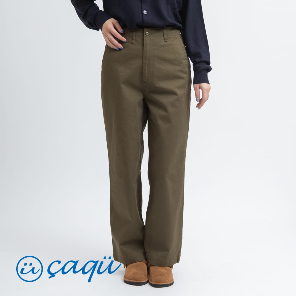 【60％OFF SALE セール】caqu(サキュウ)/M45 old chino(M45 オールドチノ)/チノツイル レディース チノパン ボトムス カーキ オリーブ 14445 ANTIQUE MILITARY 日本製