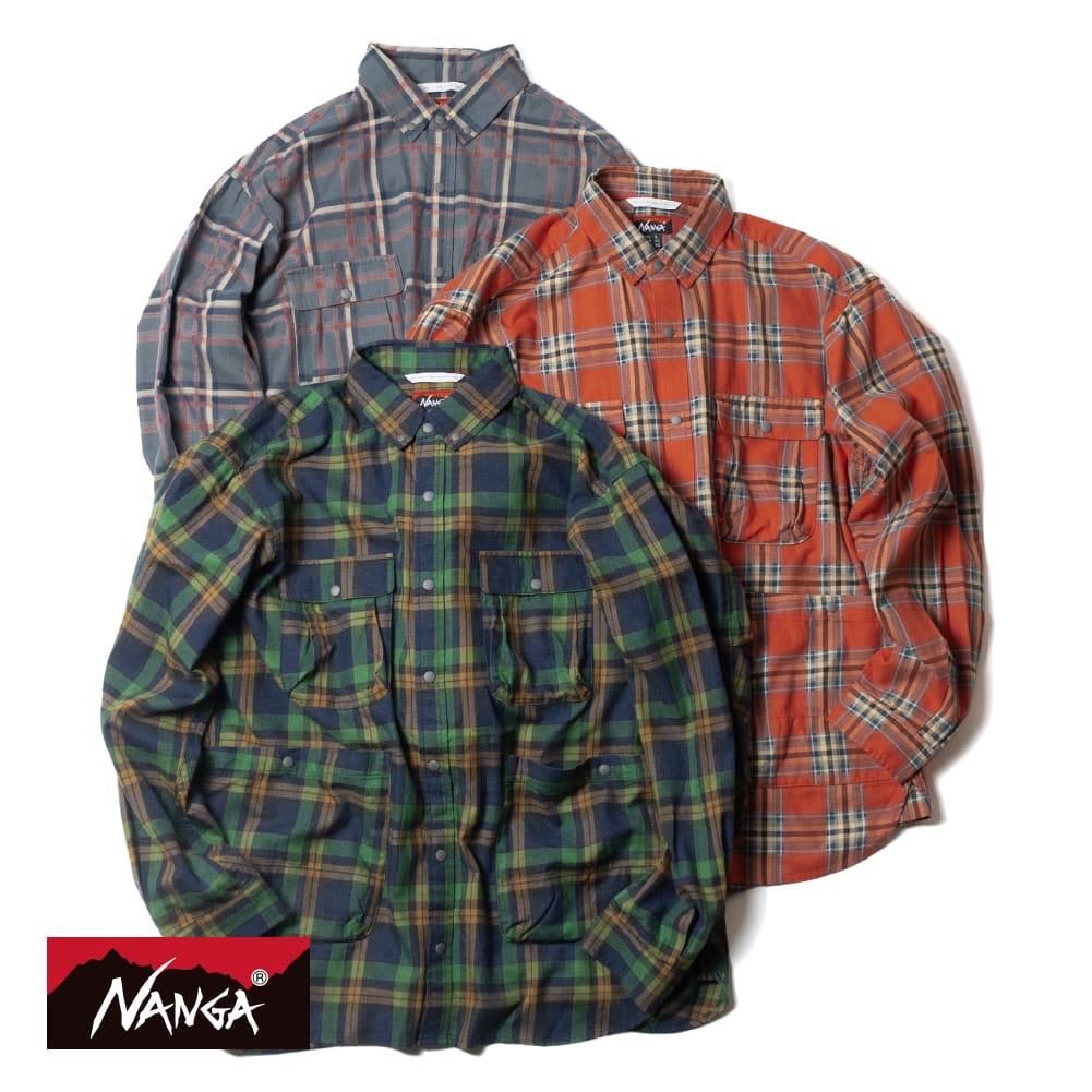 楽天MOONLOIDNANGA（ナンガ）FADE PLAID CAMP SHIRT（フェード プレイド キャンプ シャツ）チェック チェックシャツ ネルシャツ フランネル アウトドア メンズ