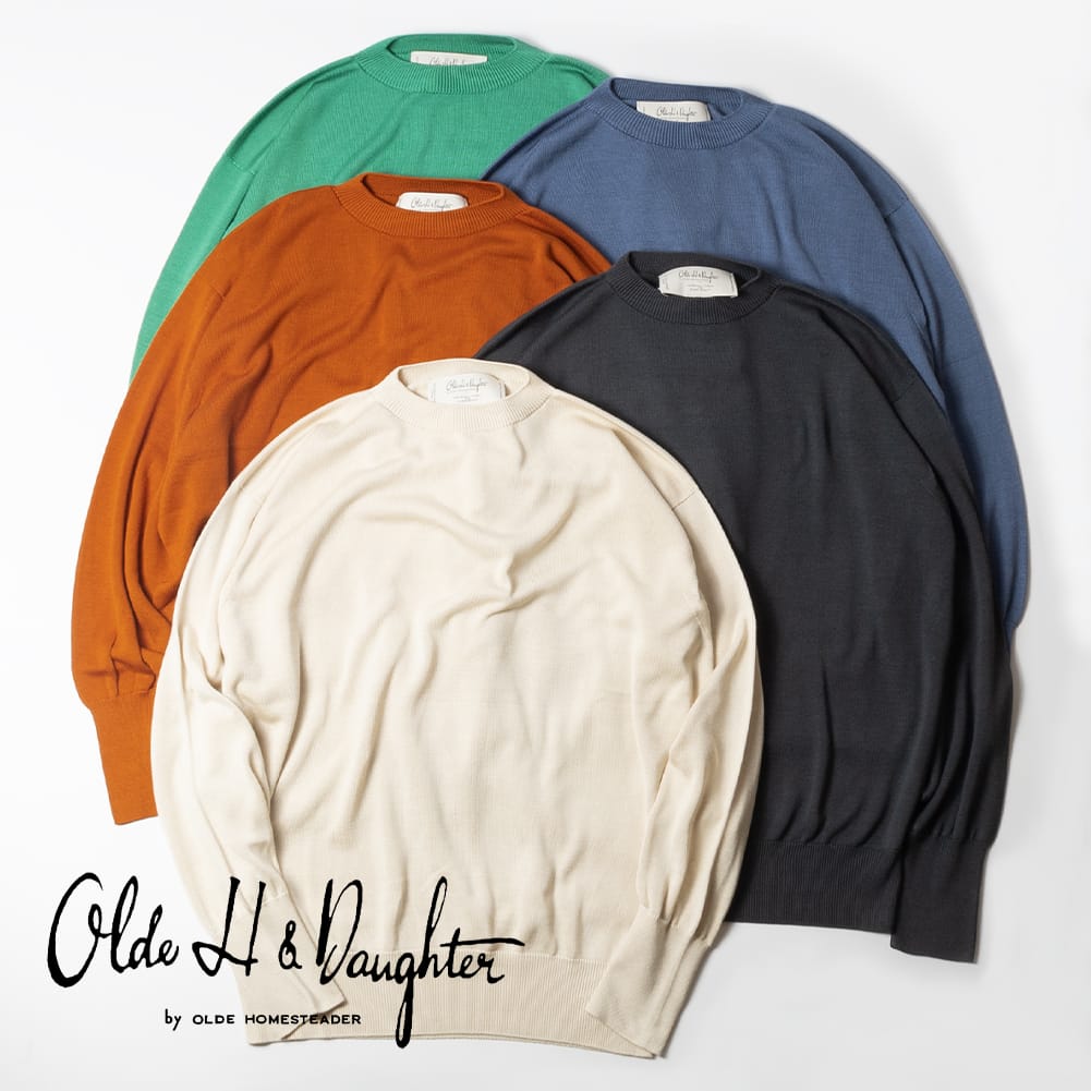 Olde H＆Daughter(オールドエイチアンドドーター)/SILK PLAIN STICH CREW NECK KNITWEAR(シルク プレイン ステッチ クルー ネック ニットウェア )/レディース メンズ ユニセックス シンプル 日本製 MADE IN JAPAN BK004