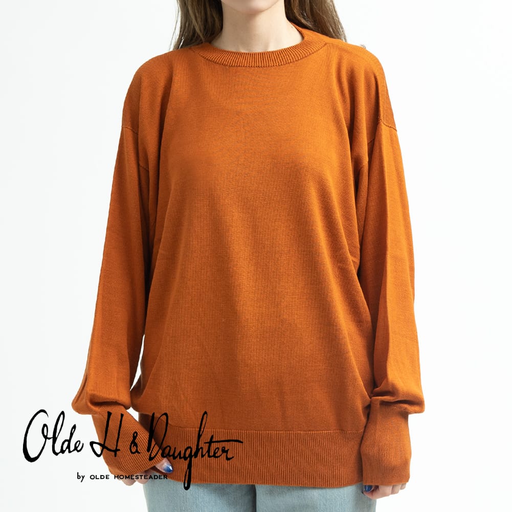 【20％OFFクーポン対象!期間限定!】Olde H＆Daughter(オールドエイチアンドドーター)/SILK PLAIN STICH CREW NECK KNITWEAR(シルク プレイン ステッチ クルー ネック ニットウェア )/レディース メンズ ユニセックス シンプル 日本製 MADE IN JAPAN BK004