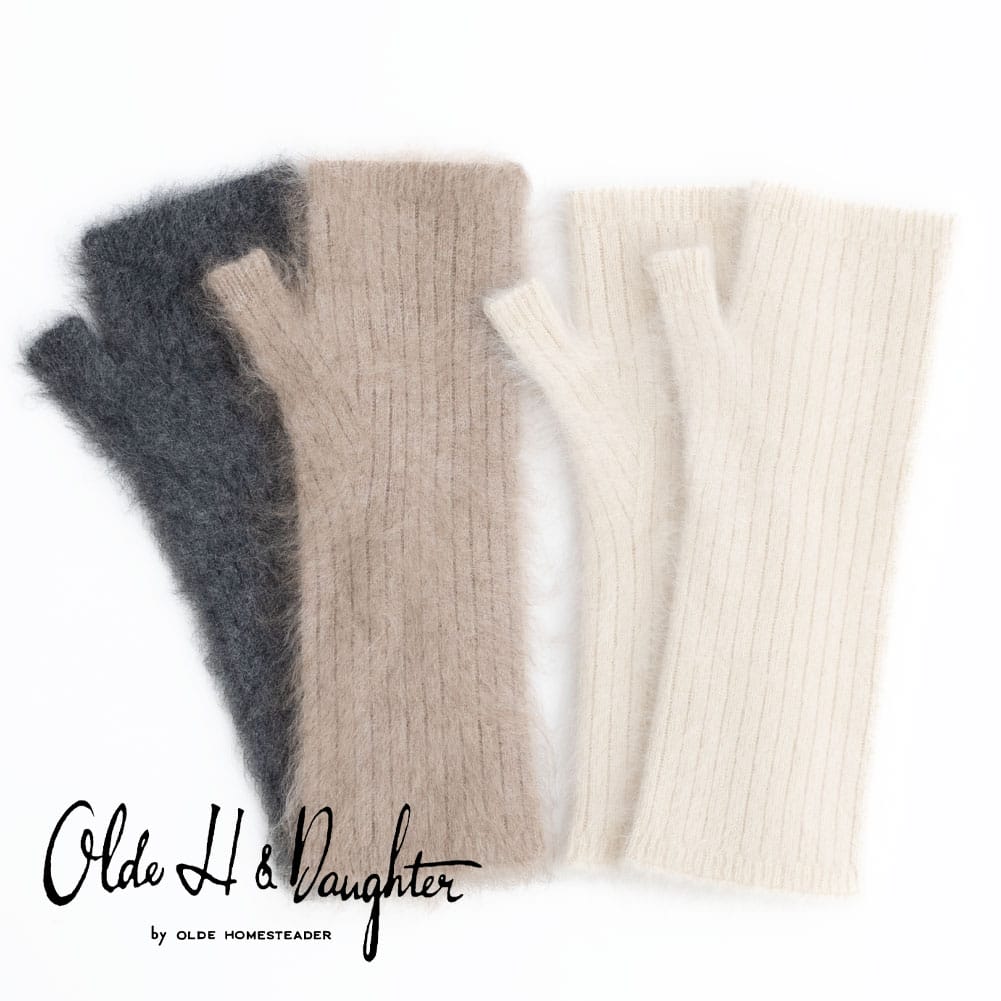 Olde H＆Daughter(オールド エイチ アンド ドーター)/FAR CASHMERE GLOVE(ファー カシミヤ グローブ)/手袋 グローブ 指なし フィンガーレス アームウォーマー メンズ レディース ユニセックス GL001 AFFOGATTO BROWN CHARCOAL MERINGUE CREAM