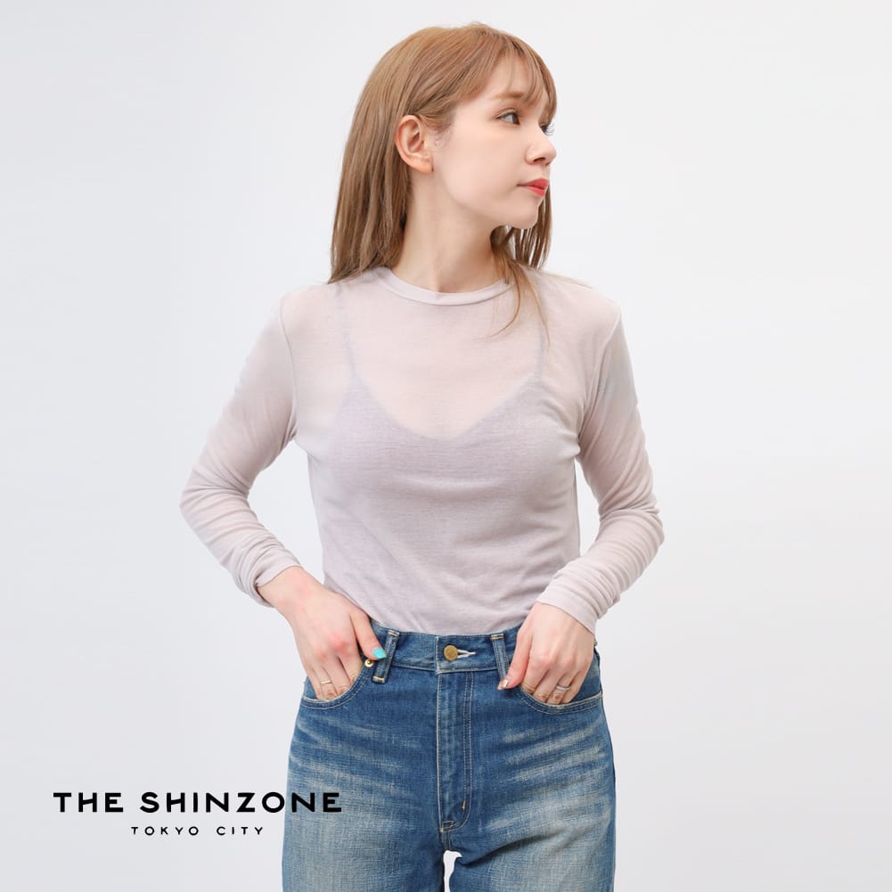 Shinzone(シンゾーン)/SHEER LONG TEE(シアー ロングティー)/トップス BLUE GRAY GREEN LIMEYELLOW コットン 日本製 24SMSCU04