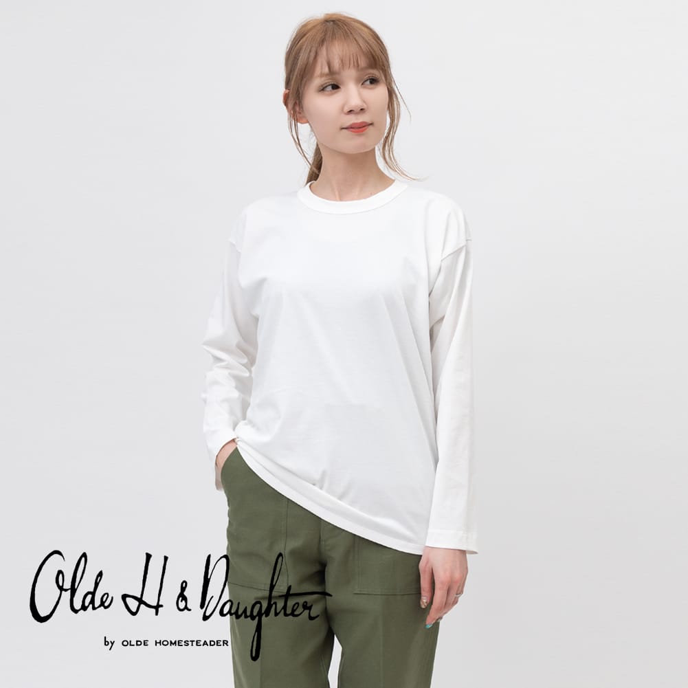 Olde H＆Daughter(オールドエイチアンドドーター)/SUVIN PLAIN STICH CREW NECK LONG SLEEVE(スビン プレイン ステッチ クルーネック ロングスリーブ)/ユニセックス カットソー 長袖 Tシャツ 日本製 MADE IN JAPAN UG006R