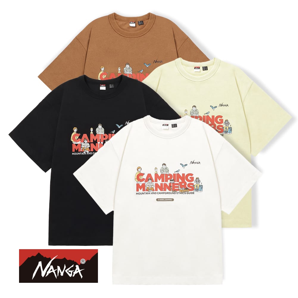 【返品交換送料無料】NANGA(ナンガ)/ECO HYBRID CAMPING MANNERS WILD ANIMALS TEE(エコハイブリッド キャンピングマナーズ ワイルドアニマルズティー)/デイリーティー 半袖 Ferre Yarn フェレヤーン メンズ レディース ユニセックス