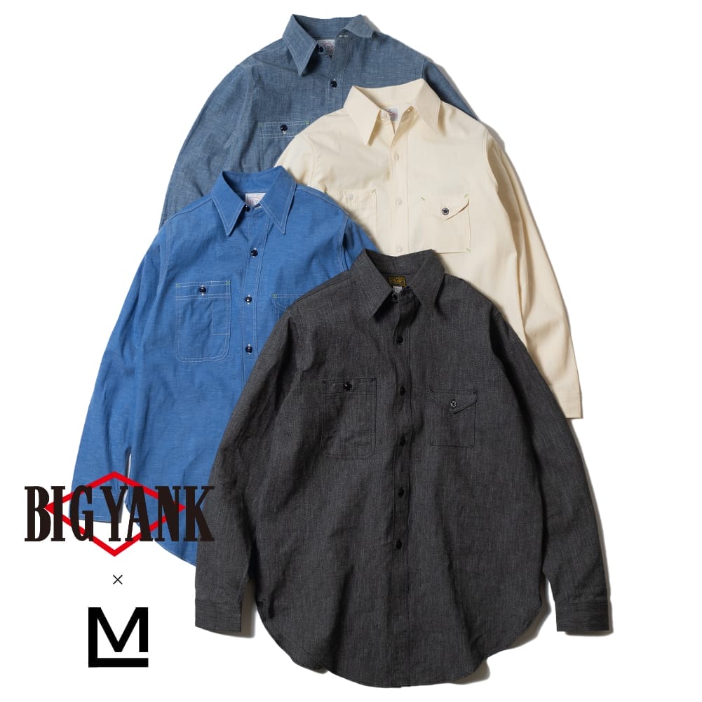 【返品交換送料無料】BIG YANK(ビッグヤンク)/1935 ORIGINAL CHAMBRAY(1935 オリジナル シャンブレー)/MOONLOID 別注 BLACK CHAMBRAY SHIRTS ブラックシャンブレー 黒シャン 黒シャンブレー インディゴ シャンブレー シャツ 日本製 MADE IN JAPAN