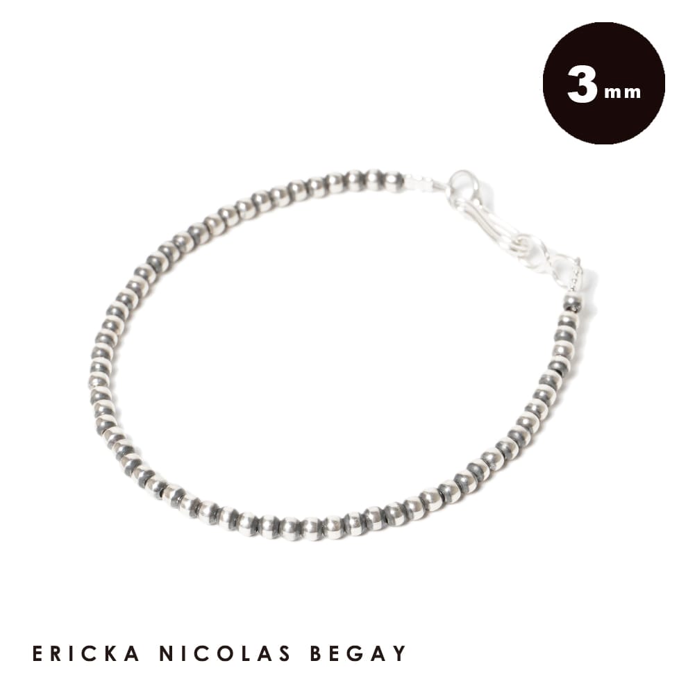 ERICKA NICOLAS BEGAY エリッカニコラスビゲイ シルバー ブレスレット 3mm ナバホ インディアンジュエリー ナバホパール シルバーパール