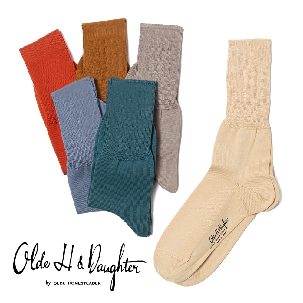 【P2倍】メール便対応 Olde H&Daughter (オールドエイチアンドドーター)/COTTON PLAIN JERSEY ANKLE SOCKS (コットン プレーン ジャージー アンクル ソックス)/DS001 靴下 無地 スーピマコットン レディース メンズ MADE IN JAPAN 日本製