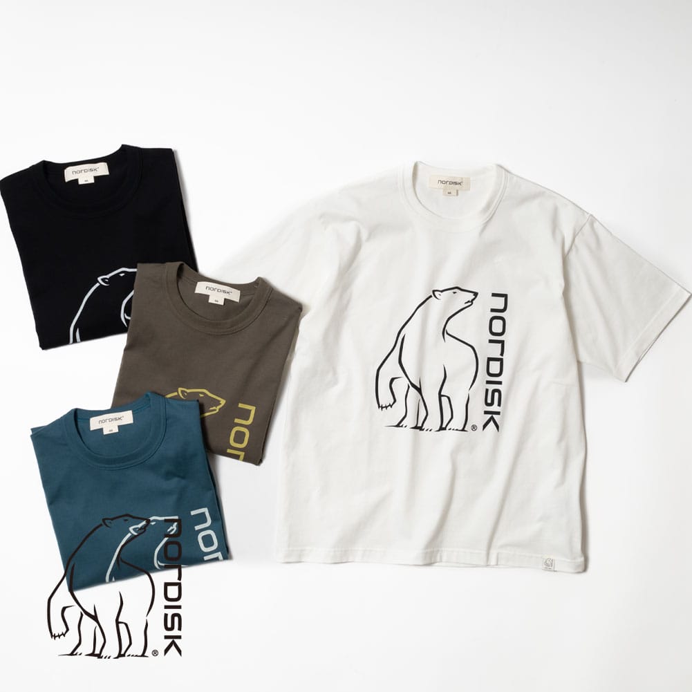 楽天MOONLOIDNORDISK（ノルディスク）/OG COTTON POLAR BEAR TSHIRT（オーガニック コットン ポーラーベア Tシャツ）/NU11303 メンズ アウトドア 半袖 ティーシャツ TEE 白くま BLACK KHAKI MADAM BLUE WHITE 日本製