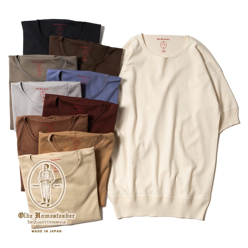 オールドホームステッダー Olde Homesteader クルーネック ショートスリーブ 半袖 Tシャツ メンズ レディース 無地 S/S CREW NECK SHORT SLEEVE US003 インターロック フライス インナー カットソー ニット ギフト プレゼント 日本製