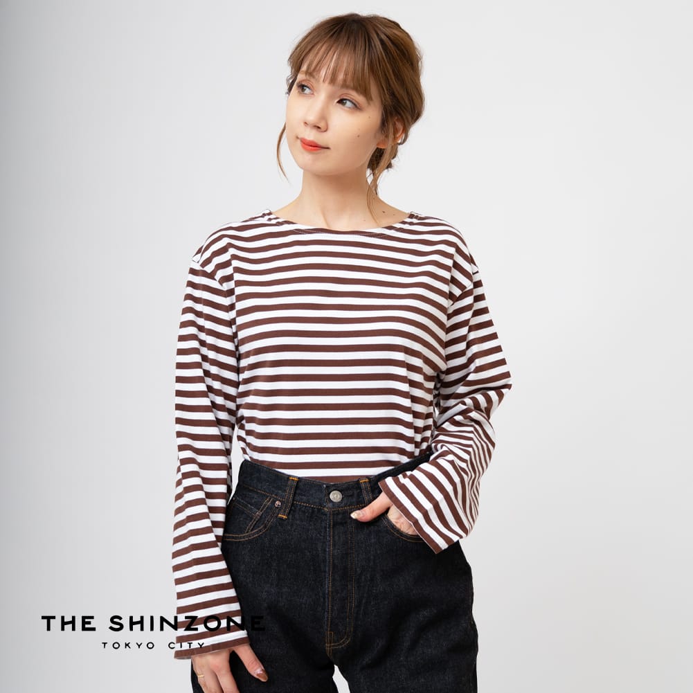 シンゾーン Shinzone マリン ボーダー TEE ティー Tシャツ カットソー ティーシャツ レディース MARINE BORDER TEE ブラック 黒 ブルー 青 グリーン 緑 BLACK BLUE GREEN INDIGO PURPLE