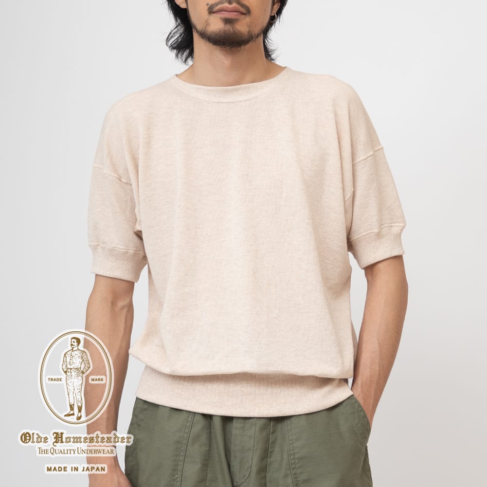 【返品交換送料無料】Olde Homesteader オールドホームステッダー エクストラ コットン ジャージー クルーネック ショートスリーブ 半袖 ニット ...