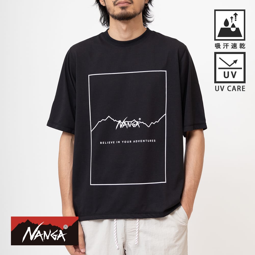 NANGA(ナンガ)/DRY MIX FRAME LOGO TEE(ドライ ミックス フレーム ロゴ ティー)/Tシャツ 半袖 ティーシャツ カットソー