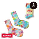 Healthknit(ヘルスニット)TIE-DYE 2P SOCKS(タイダイ ツーペア ソックス)染色加工 タイダイ柄 タイダイ染め 二組セット