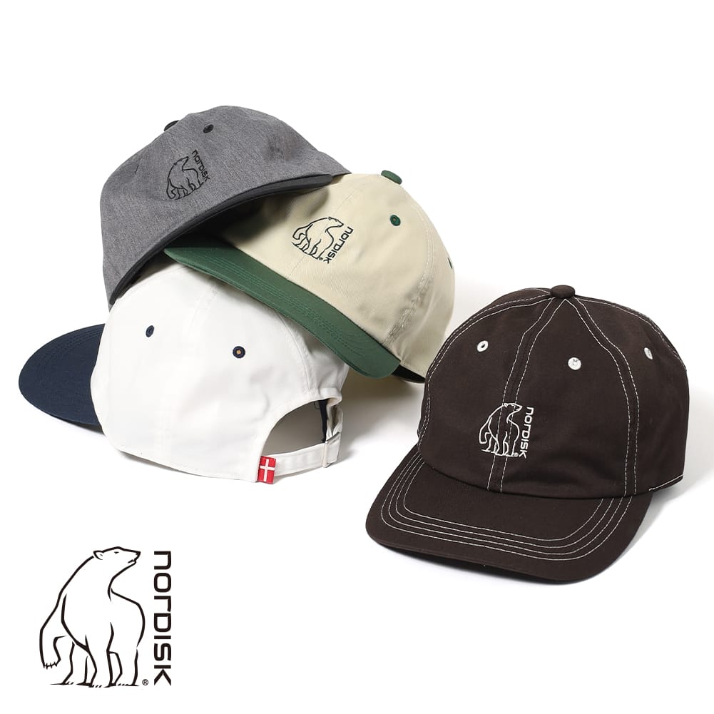 【49%OFFクーポン対象】NORDISK(ノルディスク)/BEAR EMBROIDERY 6PANEL CAP(ベア エンブロイダリー 6パネル キャップ)/NU01305 メンズ 帽子 ベースボールキャップ ポーラーベア 白くま BEIGE GRAY WHITE 日本製