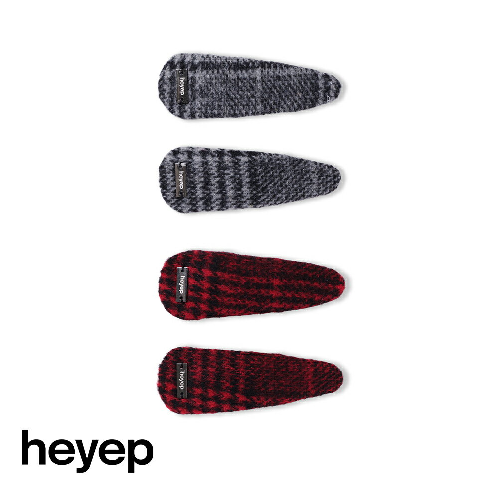 heyep(ヘイップ)/Plaid Hair Clips-2 Piece Set(プレイドヘアクリップ)/チェック柄 ヘアクリップ ヘアアレンジ 赤 チェック ...