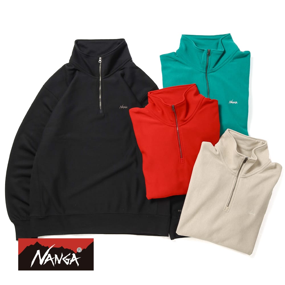 【P10倍】【返品交換送料無料】NANGA（ナンガ）DRY MIX TERRY HALF ZIP SWEAT（ドライミックス テリーハーフジップスウェット）スウェット 吸水 速乾 UVカット 抗ピリング ハーフジップ レイヤード
