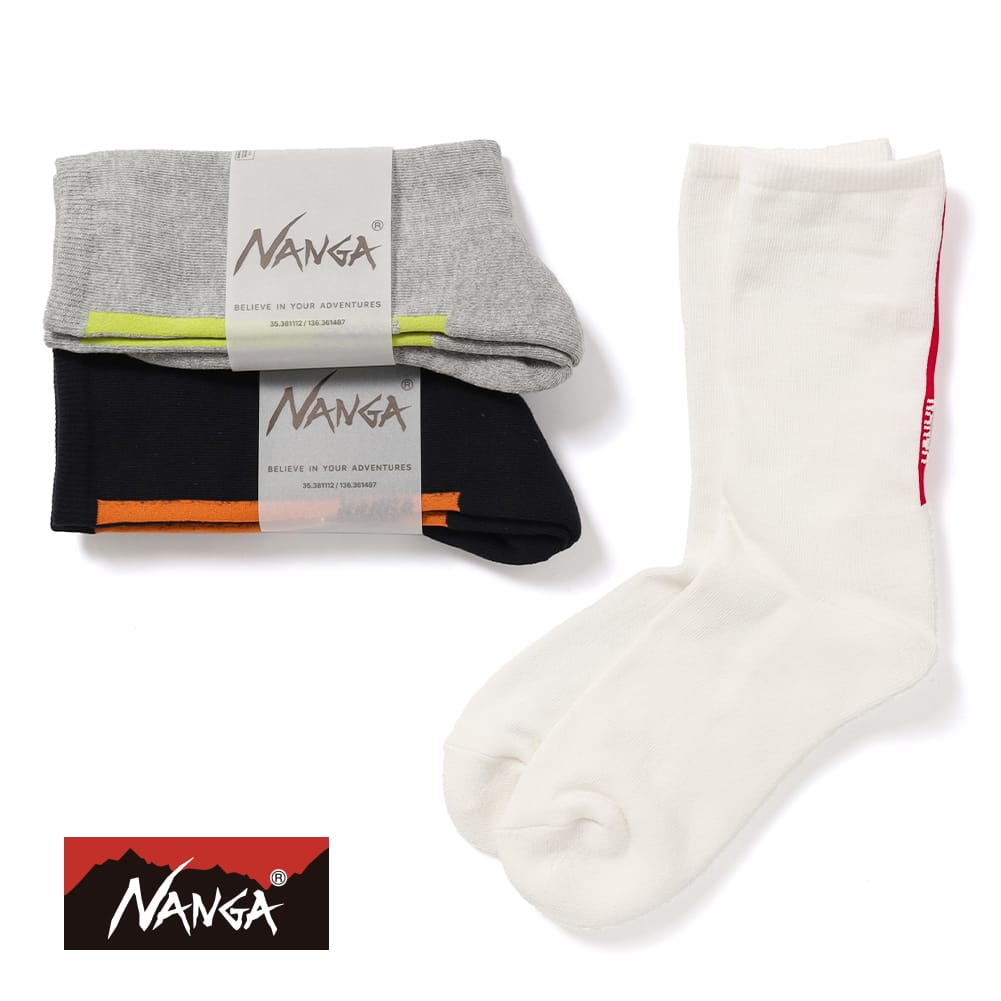 【P5倍】メール便対応 NANGA（ナンガ）VERTICAL LINE & LOGO SOCKS（バーチカルライン＆ロゴソックス）ソックス 靴下 ラインソックス ロゴソックス ユニセックス ギフト クリスマス gift