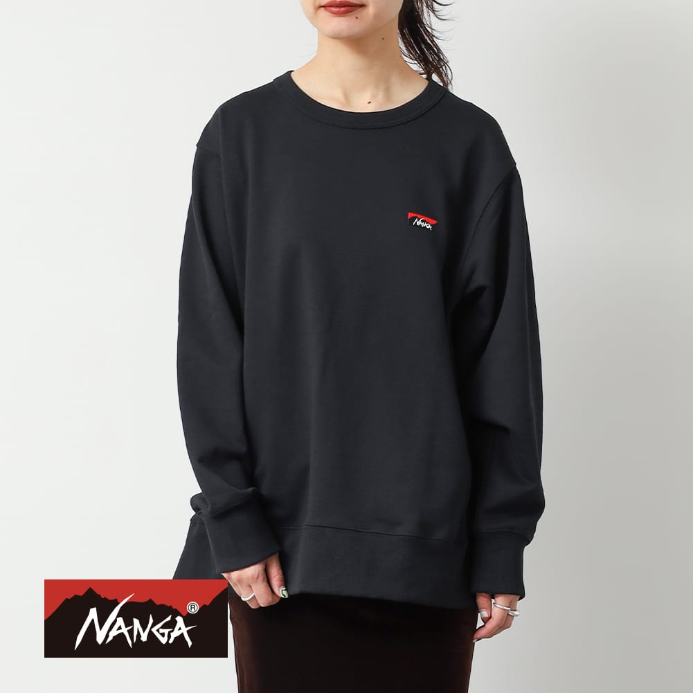 【P10倍】【返品交換送料無料】NANGA（ナンガ）ECO HYBRID MINI BOX LOGO EMBROIDERY SWEATSHIRT（エコハイブリッド ミニボックスロゴ エンブロイダリー スウェットシャツ）定番 スウェット トレーナー 裏毛 クルーネック ラグランスリーブ