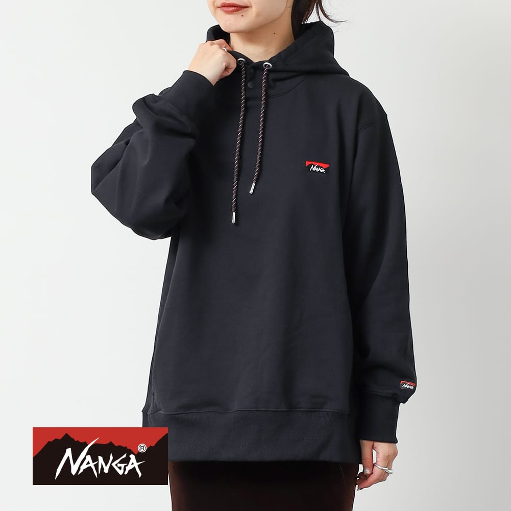【P10倍】【返品交換送料無料】NANGA（ナンガ）ECO HYBRID MINI BOX LOGO EMBROIDERY SWEAT HOODIE（エコハイブリッド ミニボックスロゴ エンブロイダリー スウェットフーディ）定番 スウェット フード付き パーカー 裏毛 ラグランスリーブ