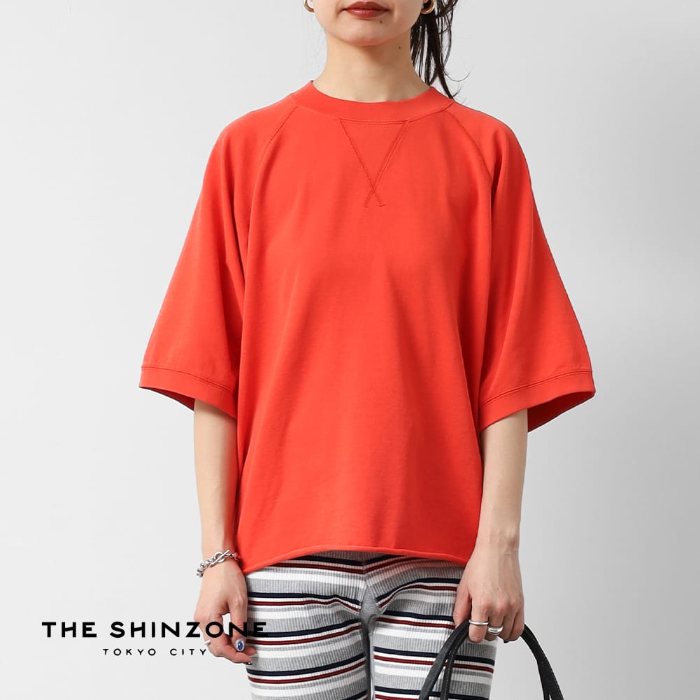 【Shinzoneの商品税込み3万円以上お買い上げで先着でノベルティプレゼント!】【返品交換送料無料】Shinzone（シンゾーン）INLAYED HALF SLEEVE TEE（インレイド ハーフスリーブティー）スウェット トップス プルオーバー 半袖 Tシャツ スビンコットン レディース 日本製