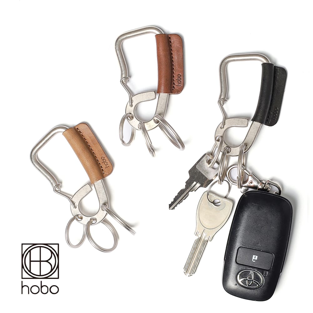 【返品交換送料無料】hobo（ホーボー）CARABINER KEY RING WITH HORSE LEATHER（カラビナ キーリング ウィズ ホースレザー）キーホルダー アクセサリー レザーキーホルダー キーリング 小物 日本製 ギフト ユニセックス HB-A4702