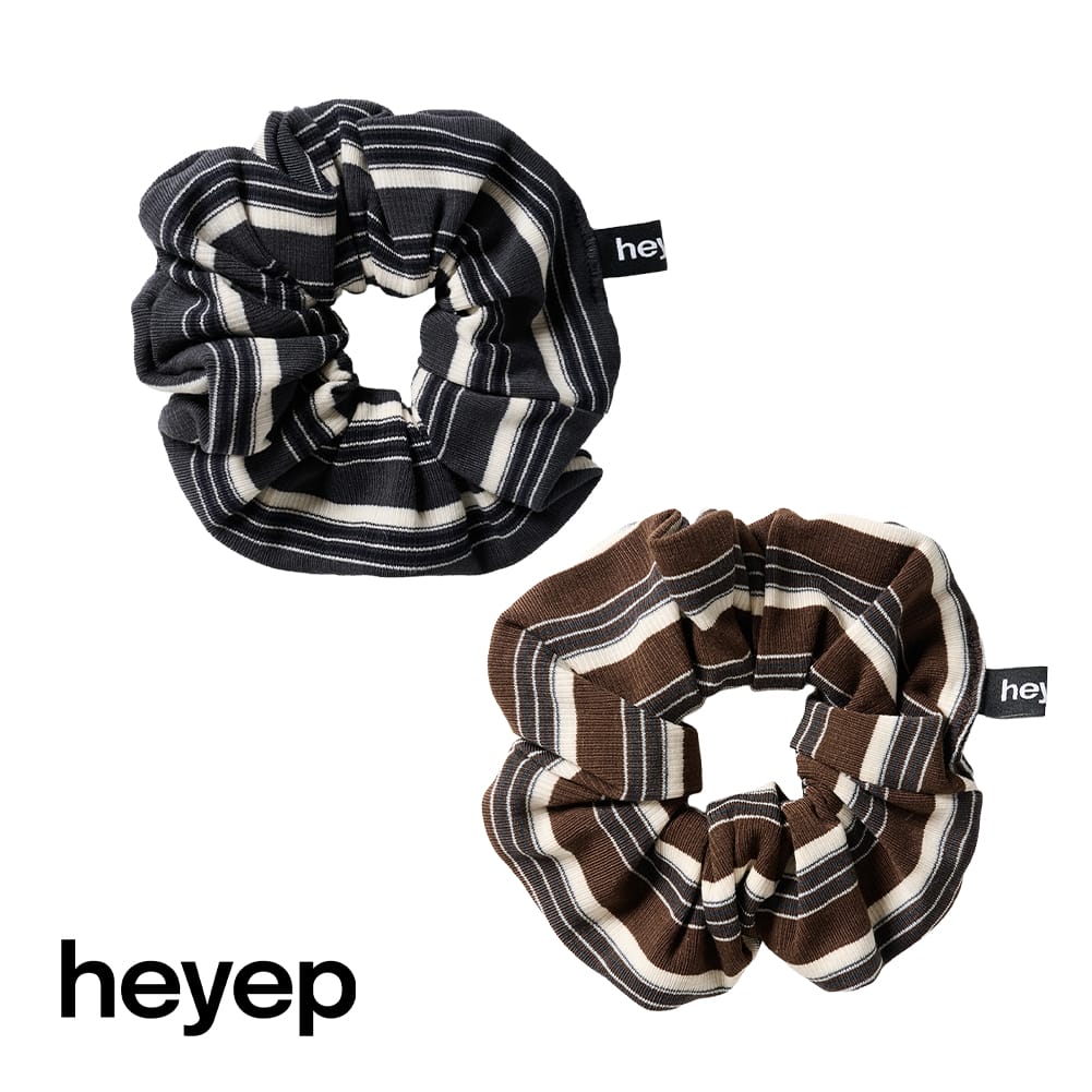 heyep(ヘイップ)/Multi-Stripe Knit Scrunchie(マルチストライプニットシュシュ)/ヘアアレンジ ヘアアクセサリー ヘアゴム hp01226