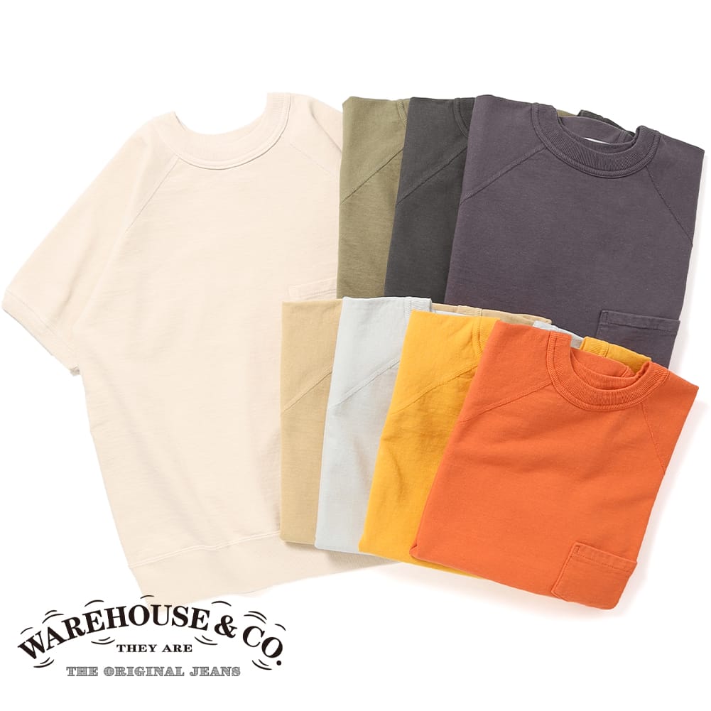 Rakuten - 【返品交換送料無料】WAREHOUSE（ウエアハウス）2ND HAND SERIES - Lot.4105 S/S POCKET SWEAT（Lot.4105 半袖SW ポケット付き 無地）セコハン スウェット 半袖スウェット ポケット メンズ レディース ユニセックス