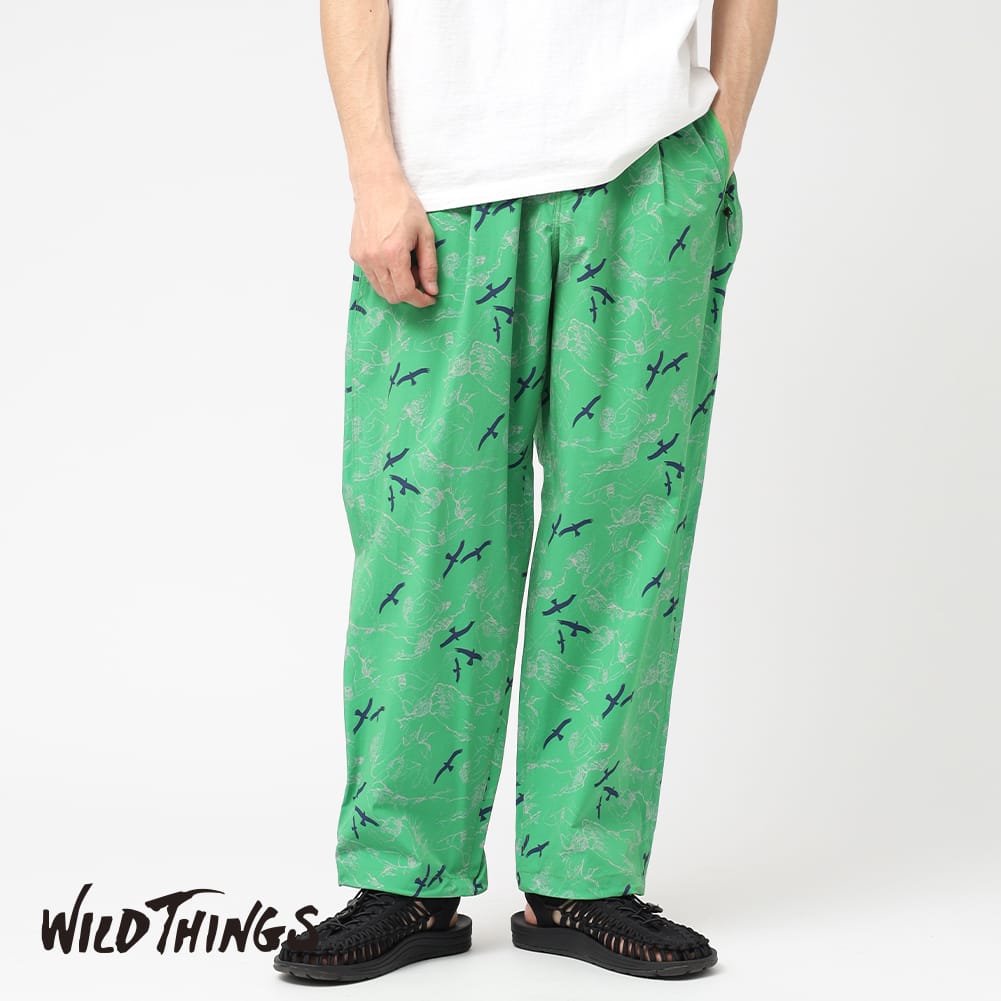 Rakuten - 【50％OFFクーポン対象】WILD THINGS（ワイルドシングス）PRINT LAX PANTS（プリント ラックスパンツ）25SS 総柄 総柄プリント ナイロン 伸縮性 撥水 パンツ ナイロンパンツ ワイシン ギフト