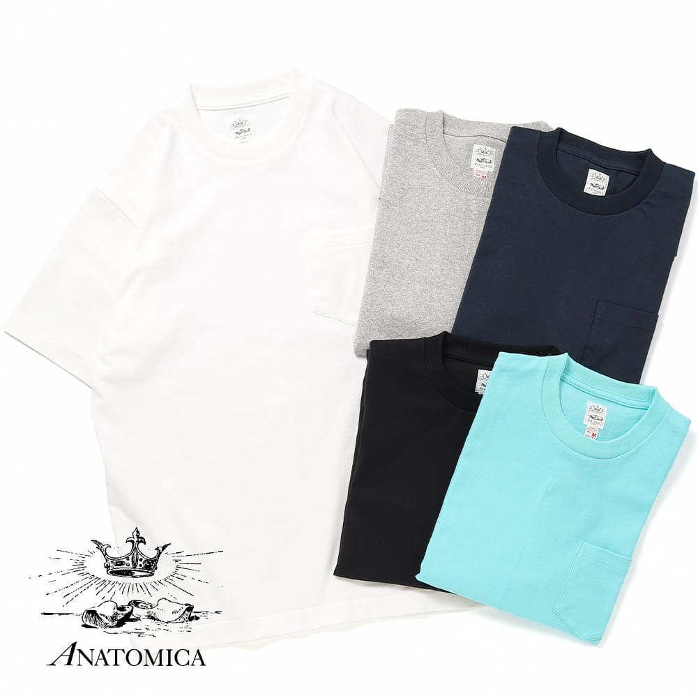 【10％OFFクーポン対象】【返品交換送料無料】ANATOMICA（アナトミカ） POCKET TEE SHIRT（ポケット ティーシャツ）ポケT ポケTEE 半袖 Tシャツ 丸胴 無地 カットソー メンズ レディース MADE IN JAPAN 日本製