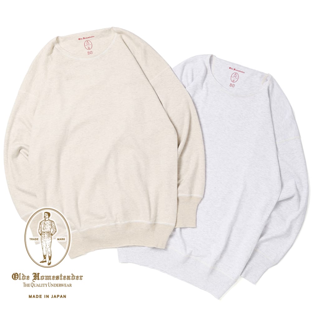 【返品交換送料無料】Olde Homesteader（オールドホームステッダー） CREW NECK LONG SLEEVE（クルーネック ロングスリーブ） インターロック US004 フライス インナー カットソー ニット ギフト プレゼント 日本製
