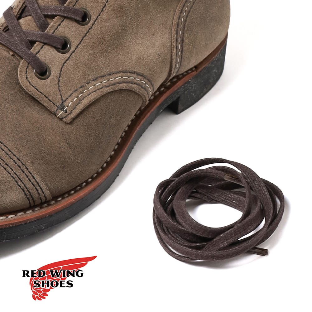 メール便対応 RED WING（レッドウィング）48" Flat Waxed Laces / BROWN（48インチ フラット ワックスド レース / ブラウン）靴紐 シューレース 平紐 ワックス加工 コットン アメリカ製 替え紐 二本一組