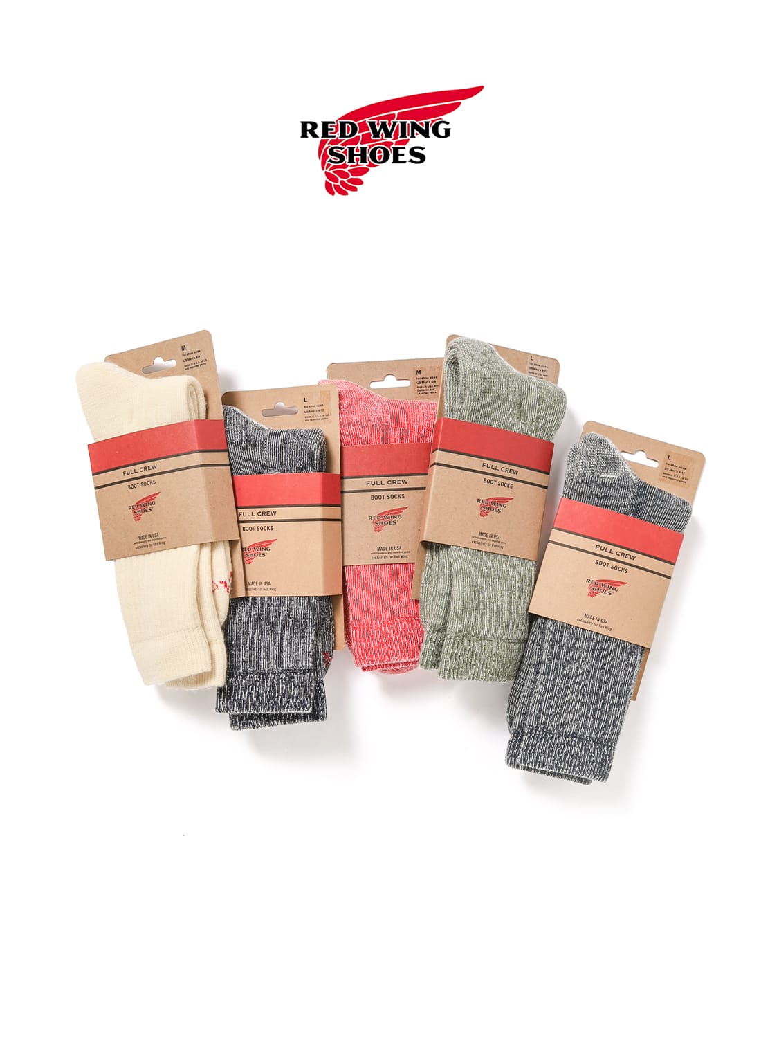 メール便対応 RED WING（レッドウィング）FULL CREW SOCKS / OLIVE（フルクルーソックス / オリーブ）ソックス 靴下 アメリカ製 オールシーズン ブーツソックス メリノウール ウール混 保温性 通気性 メンズ レディース ユニセックス