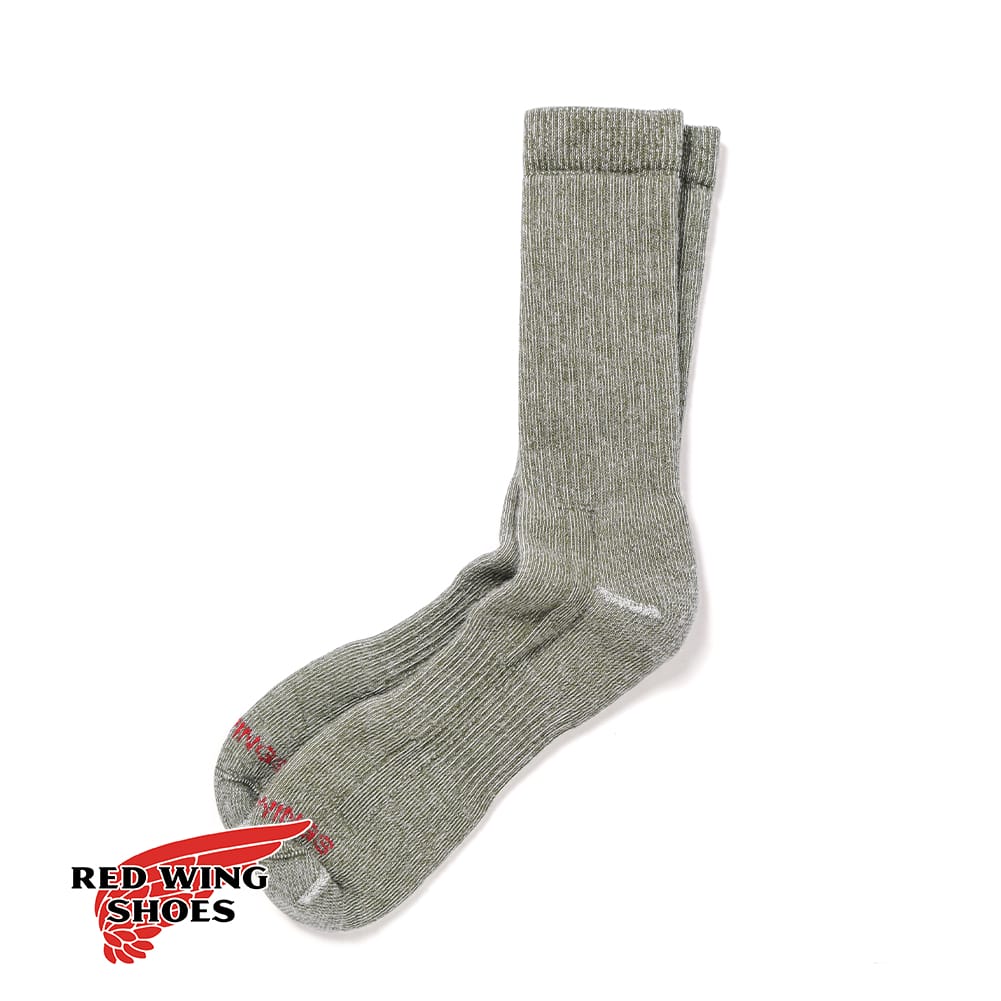 メール便対応 RED WING（レッドウィング）FULL CREW SOCKS / OLIVE（フルクルーソックス / オリーブ）ソックス 靴下 アメリカ製 オールシーズン ブーツソックス メリノウール ウール混 保温性 通気性 メンズ レディース ユニセックス
