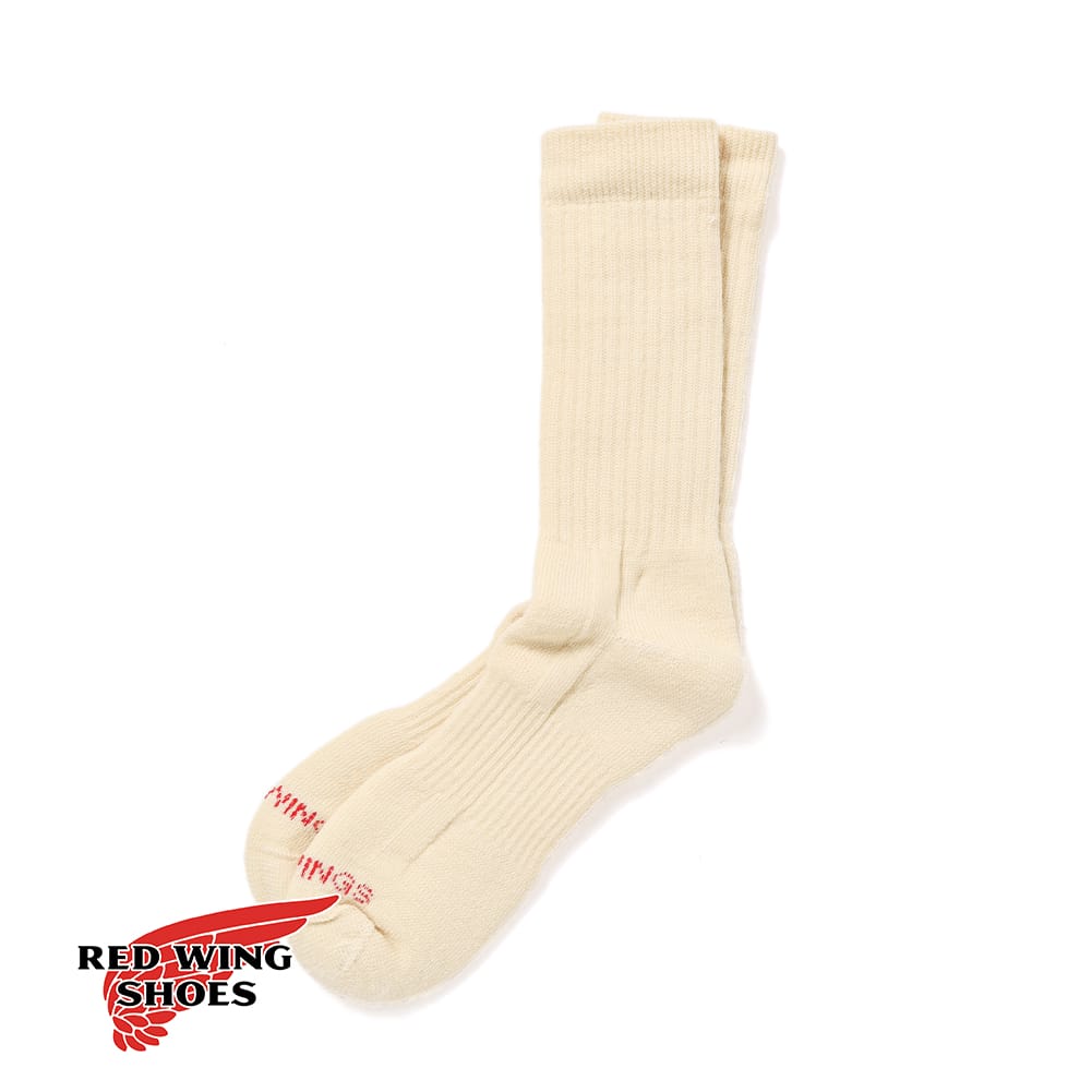 メール便対応 RED WING（レッドウィング）FULL CREW SOCKS / CREAM（フルクルーソックス / クリーム）ソックス 靴下 アメリカ製 オールシーズン ブーツソックス メリノウール ウール混 保温性 通気性 メンズ レディース ユニセックス