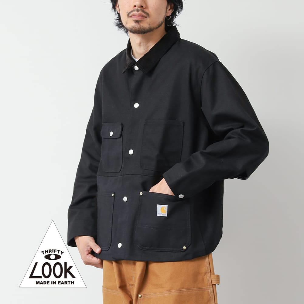 【返品交換送料無料】THRIFTY LOOK（スリフティールック）US CARHARTT DUCK FILM COVERALL（US カーハート ダック ファーム カバーオール）チョアジャケット レイルロードジャケット スナップボタン 解体 再構築 ダブルニー ダブルニーパンツ ダック地 ダックキャンバス