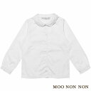 子供服 女の子 ブラウス 長袖 セミフォーマル 入学式 卒業式 発表会 普段着 通学着 スカラップリボン刺繍入り地模様ドビー織り ホワイト 春夏 100cm 110cm 120cm 130cm 3歳 4歳 5歳 6歳 7歳 8歳 9歳 10歳 【むーのんのん MOONONNON】