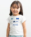 ベビー服 子供服 女の子 キッズ Tシャツ 半袖 綿100 リボン プリント フリル袖 オフホワイト ピンク 白 80cm 90cm 1歳 2歳 春夏 きれいめ かわいい フォーマル 結婚式 旅行 普段着 食事会【むーのんのん moononnon】