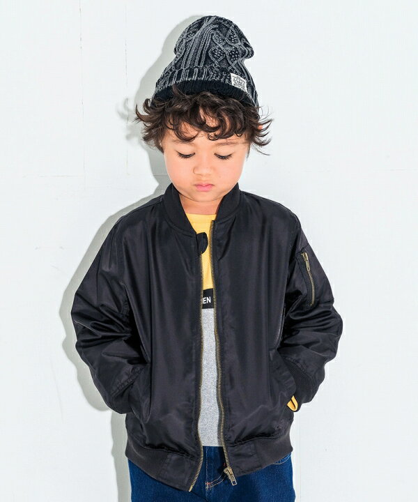 子供服 男の子 ジャケット 秋冬 長袖 普段着 通学着 ロゴ 刺繍 ジップアップ MA-1 ポケット ナイロン ブラック カーキ 120cm 130cm 140cm 150cm 160cm 6歳 7歳 8歳 9歳 10歳 11歳 12歳 13歳 【アンドゥーカージョ 】のサムネイル