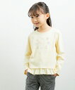 【アウトレットセール春夏 80cm限定】子供服 女の子 Tシャツ 長袖 普段着 通学着 通園着 綿100%ドーナツスイーツプリントリボン&フリル付き イエロー ...