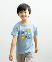 【アウトレットセール春夏 80cm限定】子供服 男の子 Tシャツ 半袖 普段着 通園着 通学着 綿100%乗り物シリーズ プリント アイボリー ブルー 夏服 【...