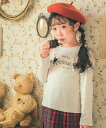子供服 女の子 Tシャツ 秋冬 長袖 キッズ ジュニア 普段着 通学 女の子モチーフ 音符 ピアノ 五線譜 ロゴ プリント チュール オフホワイト パープル 1...
