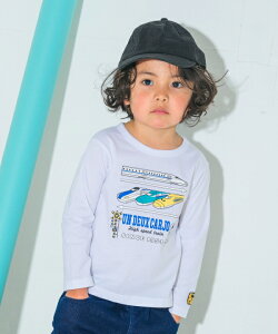 子供服 男の子 Tシャツ 春夏 長袖 キッズ ベビー 綿100％ 電車 乗り物 ロゴ プリント カットソー ティーシャツ オフホワイト ブルー 80cm 90cm 100cm 110cm 120cm 130cm 1歳 2歳 3歳 4歳 5歳 6歳 7歳 8歳 9歳 10歳 【アンドゥーカージョ 】